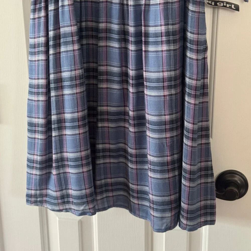 New Trixxi Girl Girls Blue Plaid Dress Size XL Extra Large